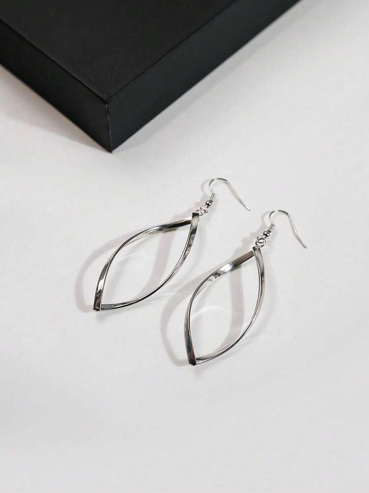 Hollow Twisted Dangle Earrings – Elegant Simple Alloy Plated Jewelry, Perfect Gift for Women