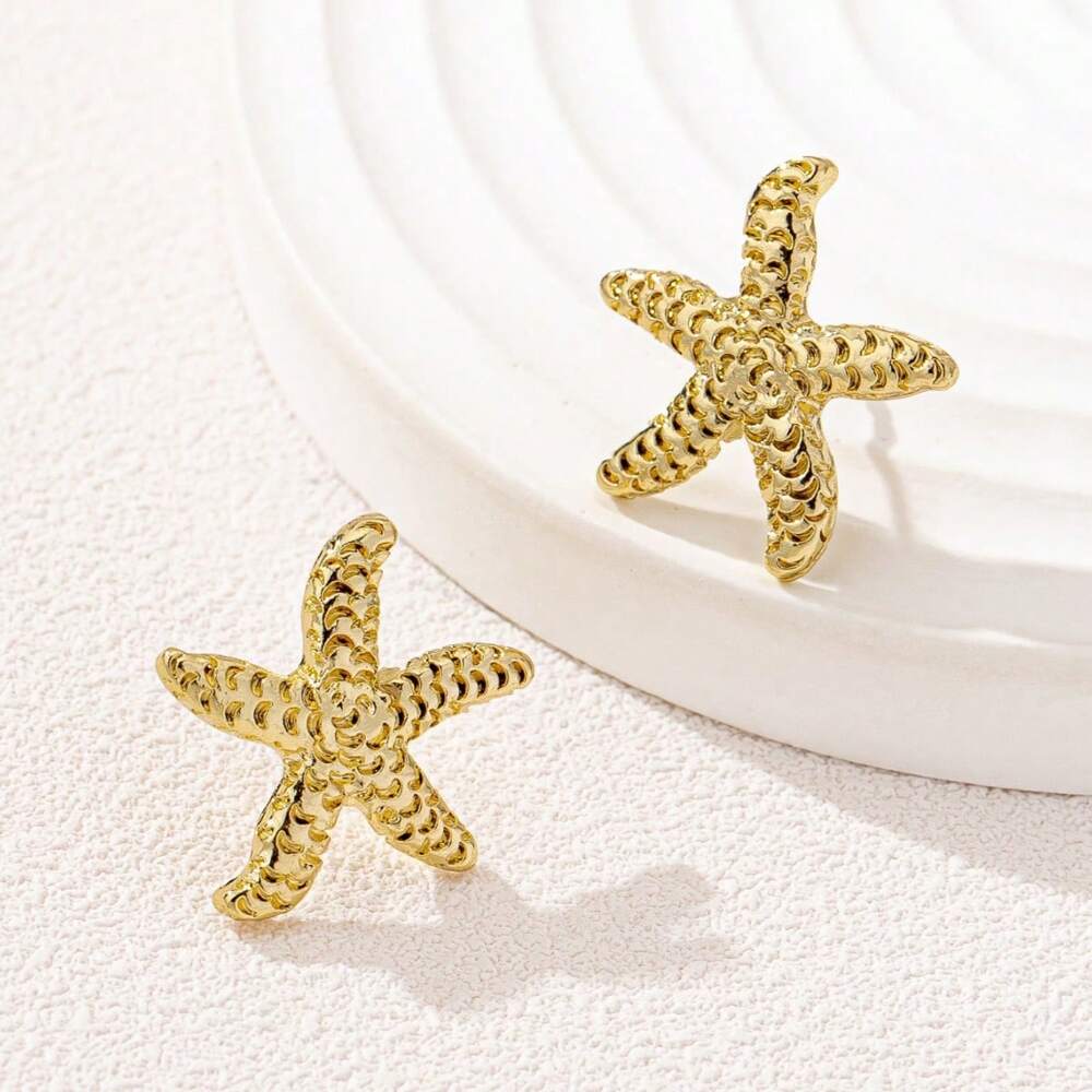 1 Pair Starfish Earrings – Stylish, Elegant & Simple Jewelry for Women’s Beachwear and Daily Outfits