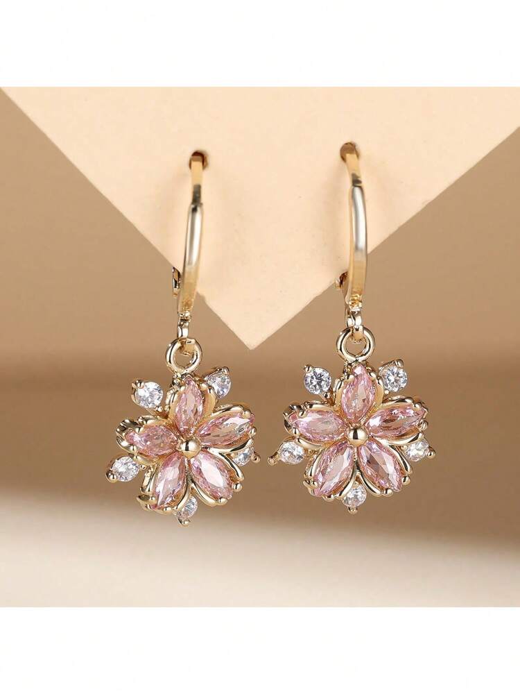 1 Pair Floral Korean Style Earrings – Minimalist Elegant Studs for Women’s Daily Wear & Gifts