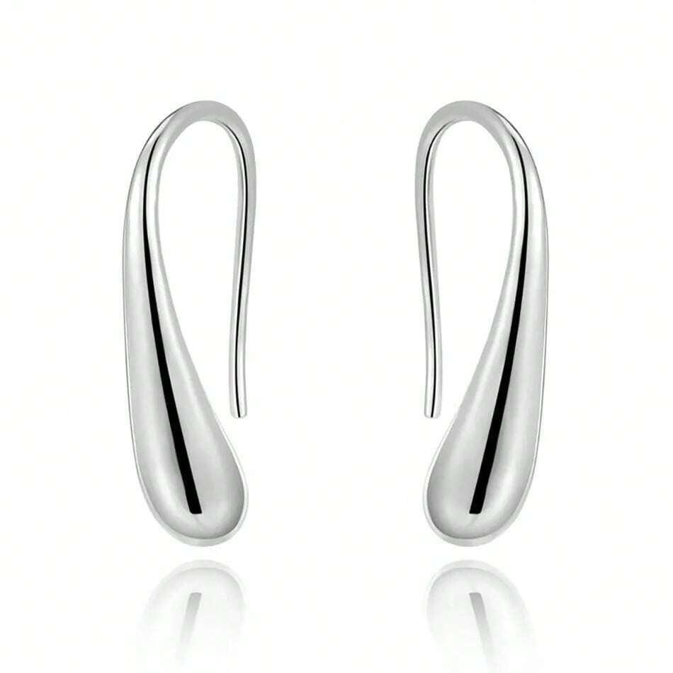 925 Sterling Silver Water Drop Hoop Earrings – Luxury Plated Jewelry for Women’s Wedding & Party