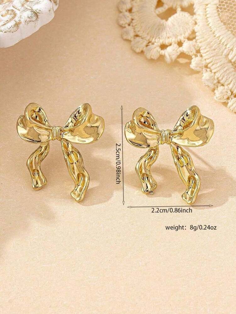 1 Pair Bow Shape Earrings – Lightweight Hypoallergenic Fashion Jewelry for Women, Perfect Birthday Gift