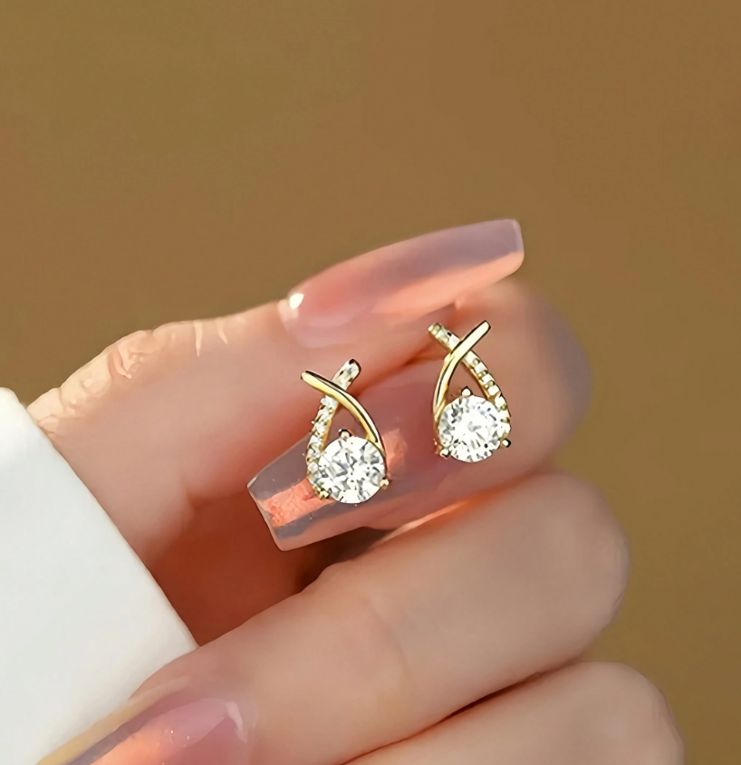 Elegant Gold Cross Design Earrings for Women, Fashionable and Cute, Perfect for Daily Wear and Celebrations