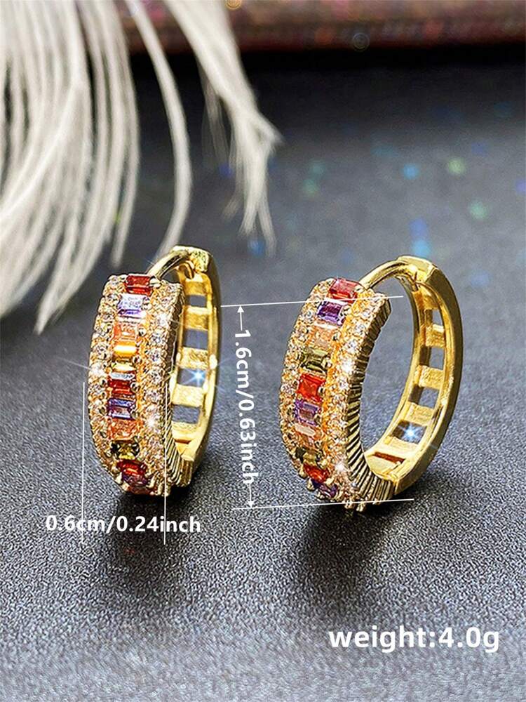 1 Pair Girls’ Cubic Zirconia Hoop Earrings – Elegant Jewelry for Daily Wear, Parties & Birthday Gifts