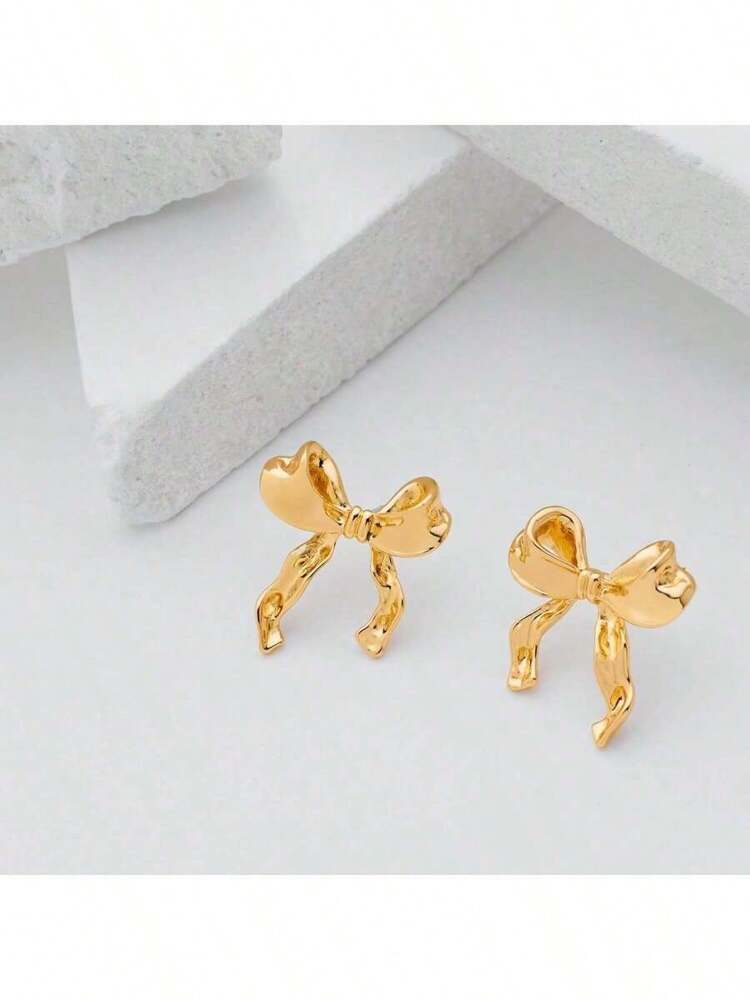 1 Pair Bow Shape Earrings – Lightweight Hypoallergenic Fashion Jewelry for Women, Perfect Birthday Gift